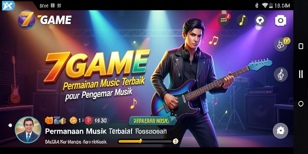 Tampilan gameplay 7GAME yang menyenangkan dengan berbagai pilihan lagu.