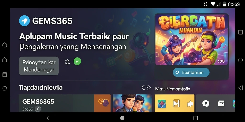 Tampilan gameplay interaktif di GEMS365 dengan fitur musik dan karaoke.