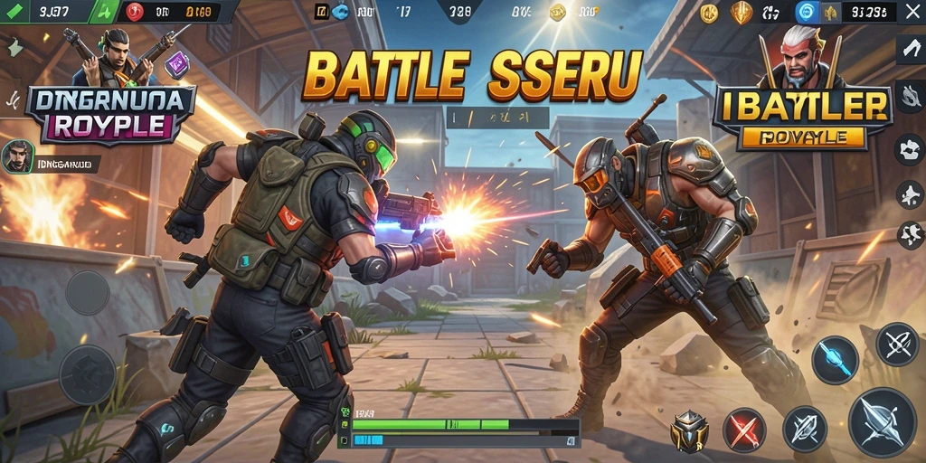 Tampilan seru gameplay pertarungan di arena Battle Royale IDNGARUDA.
