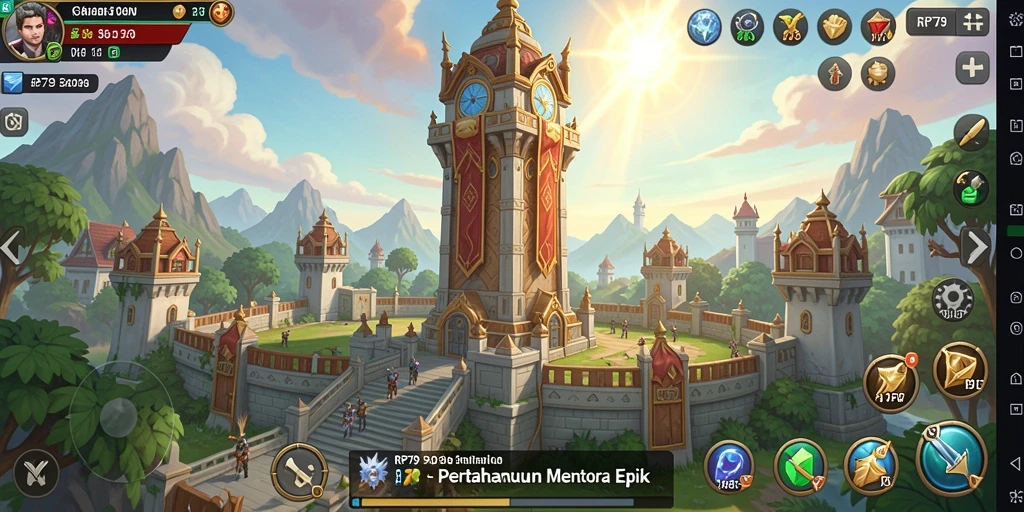 Screenshot gameplay RP79 menunjukkan aksi pertahanan menara yang mendebarkan.