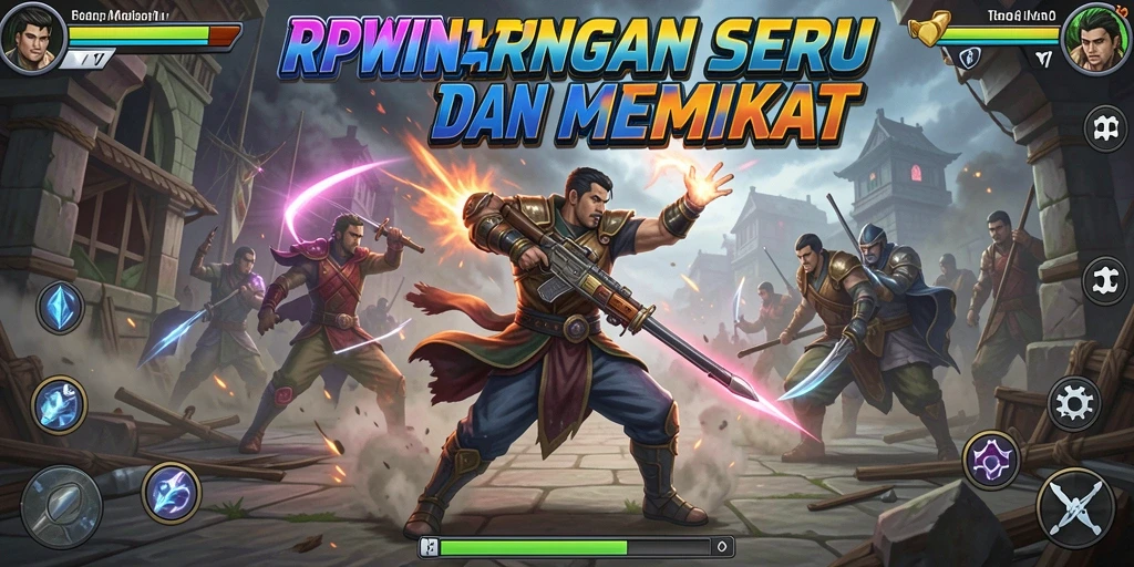 Gameplay RPWIN menampilkan pertarungan epik dengan karakter yang kuat.