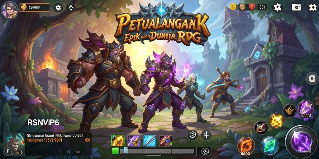 Tangkapan layar gameplay RSNVIP6 yang menunjukkan pertarungan RPG yang seru.