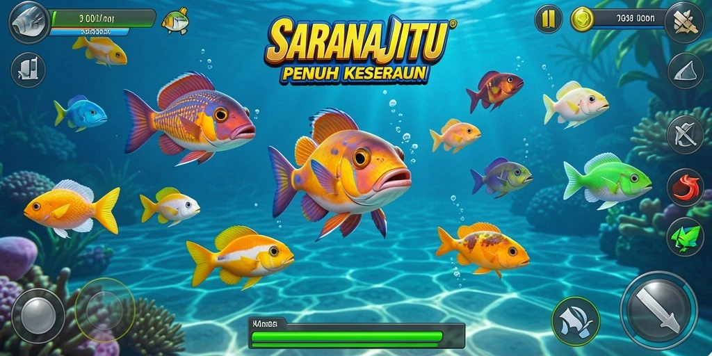 Gameplay seru Tembak Ikan di SARANAJITU yang penuh tantangan.