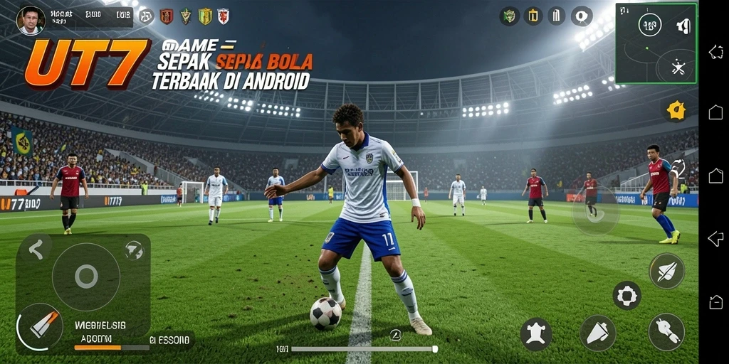 Gameplay UT77 yang seru dan menarik dengan aksi sepak bola nyata.