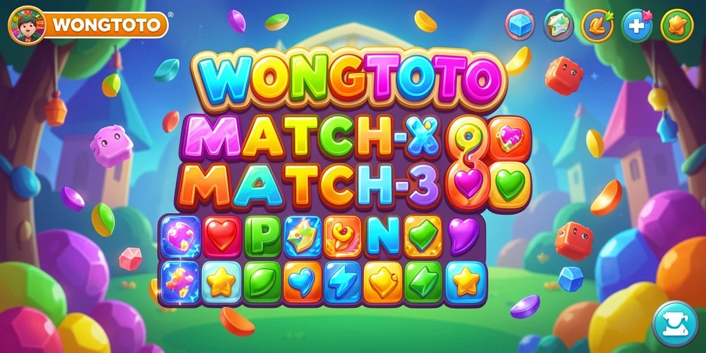 Tampilan menarik game Match-3 penuh warna dan tantangan.